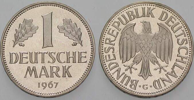 1 Deutsche Mark 1967 J. 385 Polierte Platte