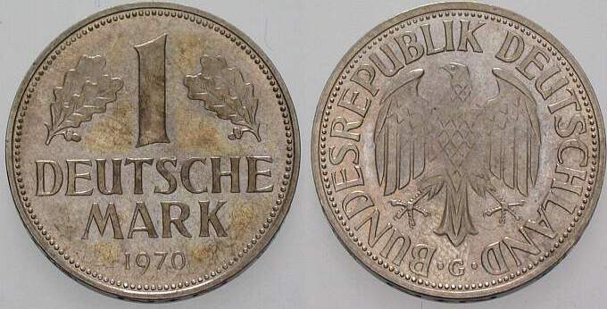 1 Deutsche Mark 1970 J. 385 Polierte Platte