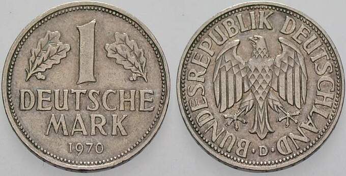 1 Deutsche Mark 1970 J. 385 sehr schön