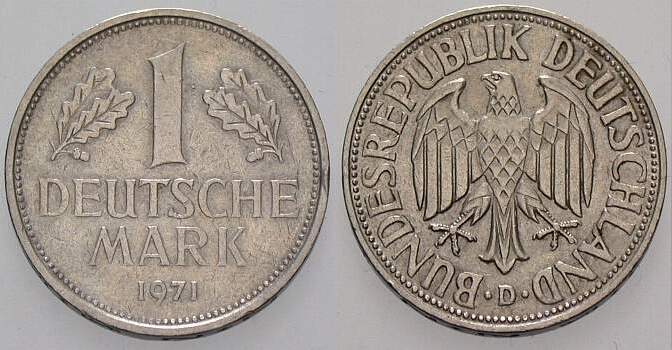 1 Deutsche Mark 1971 J. 385 sehr schön
