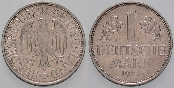 1 Deutsche Mark 1972 J. 385 sehr schön