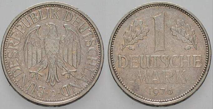 1 Deutsche Mark 1976 J. 385 sehr schön