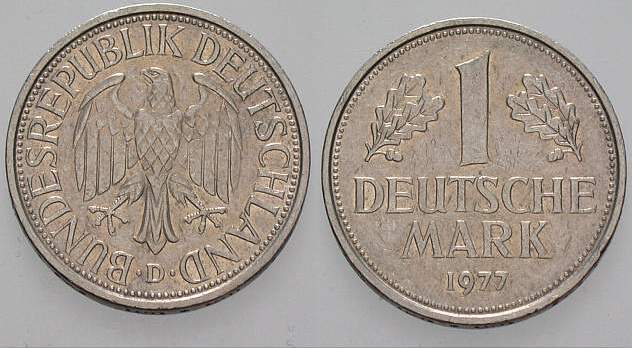 1 Deutsche Mark 1977 J. 385 sehr schön