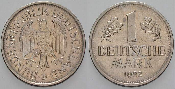 1 Deutsche Mark 1982 J. 385 sehr schön
