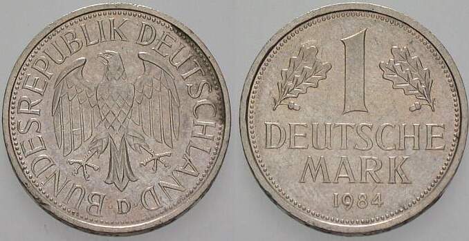1 Deutsche Mark 1984 J. 385 sehr schön