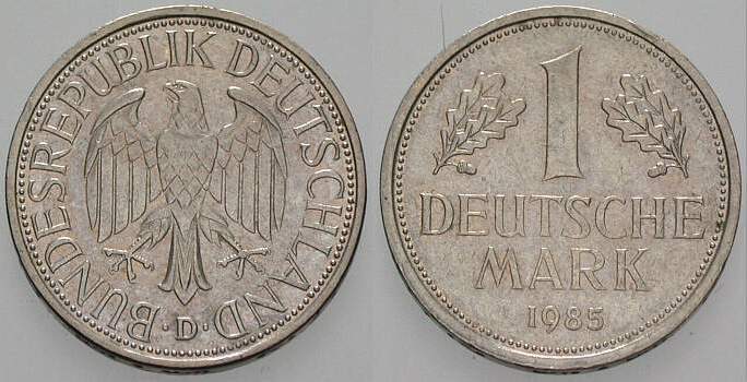 1 Deutsche Mark 1985 J. 385 sehr schön