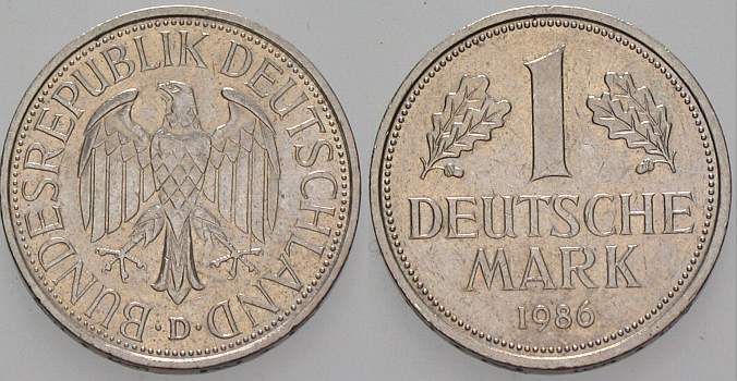 1 Deutsche Mark 1986 J. 385 sehr schön