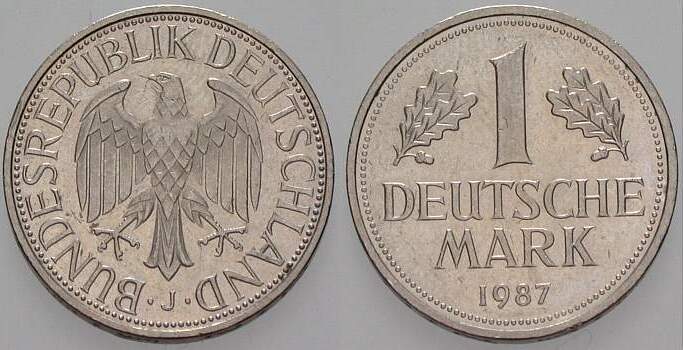 1 Deutsche Mark 1987 J. 385 sehr schön