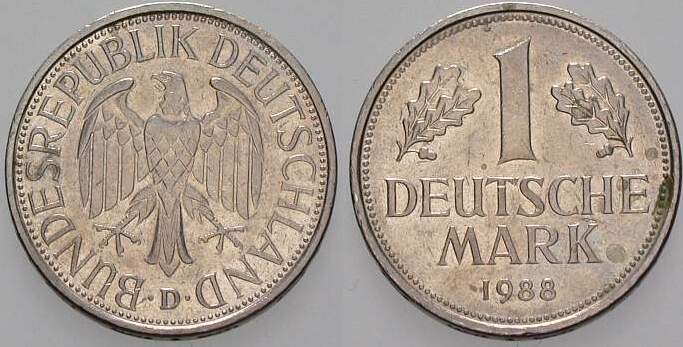 1 Deutsche Mark 1988 J. 385 sehr schön