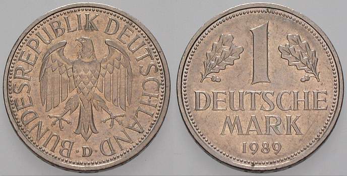 1 Deutsche Mark 1989 J. 385 sehr schön