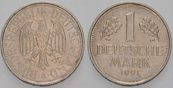 1 Deutsche Mark 1991 J. 385 sehr schön