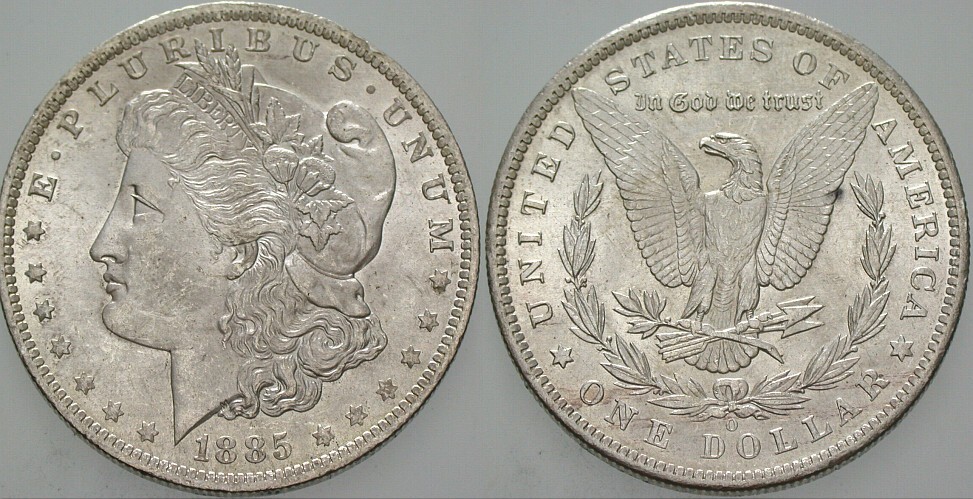 1 Dollar 1885 KM 110 Leichte Patina, vorzüglich - Stempelglanz