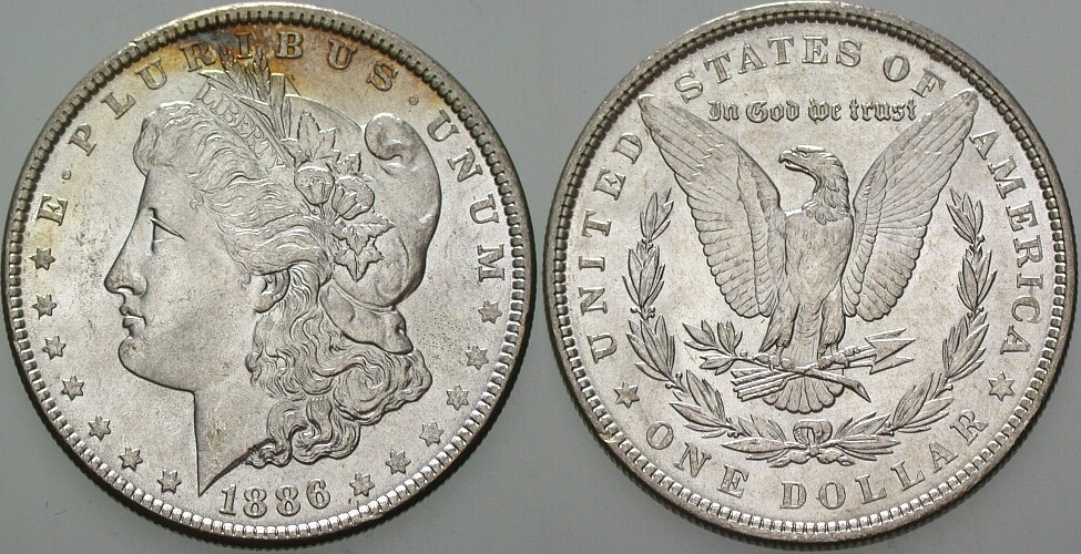 1 Dollar 1886 Patina, vorzüglich - Stempelglanz