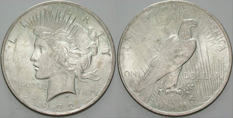 1 Dollar 1922 KM 150 Vorzüglich