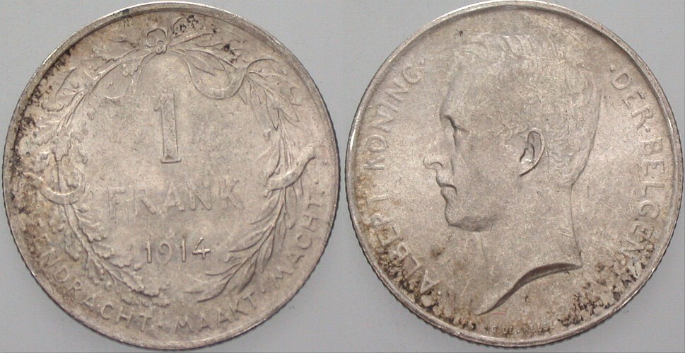 1 Franc 1914 KM 73.1 Vorzüglich, Patina