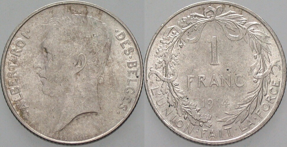 1 Franc 1914 KM 73.1 Vorzüglich