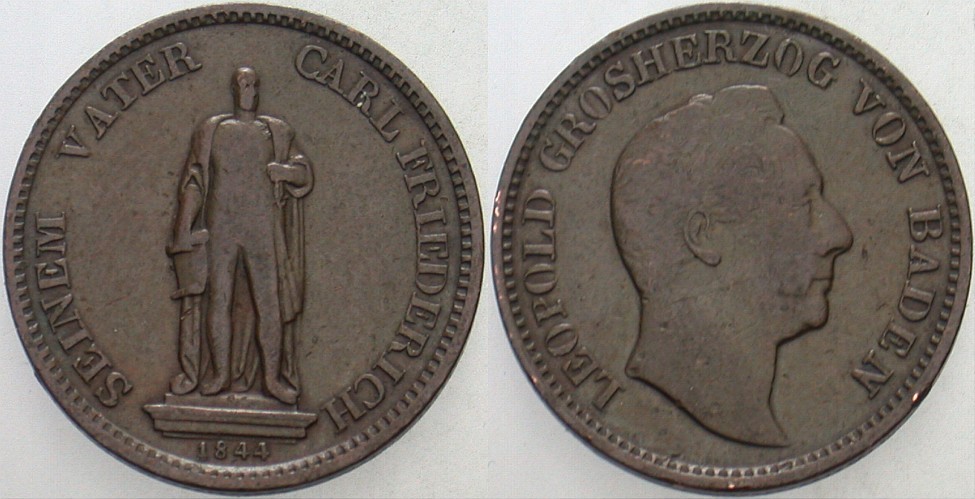 1 Gedenkkreuzer 1844 Jaeger 58 AKS 112 Sehr schön +