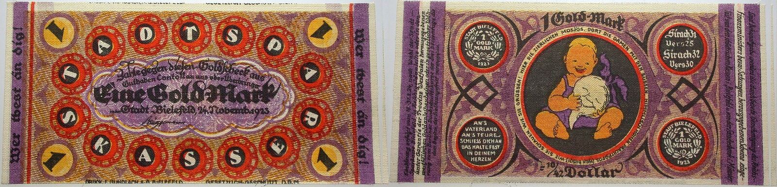 1 Goldmark = 10/42 Dollar 24.11.1923 Grabowski 99 Grasser/Pick 52 Kassenfrisch