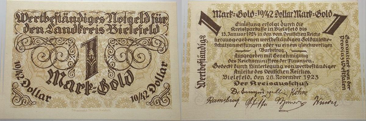 1 Goldmark 28.November 1923 Topp 77.10 Kassenfrisch