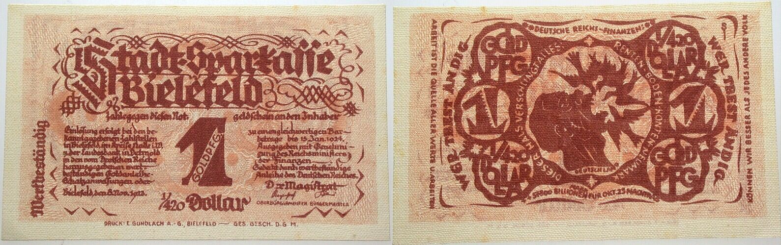 1 Goldpfennig = 1/420 Dollar 8.11.1923 Grabowski 92 Grasser/Pick 45 Kassenfrisch