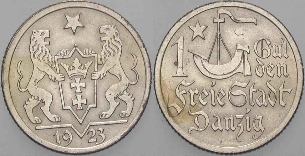 1 Gulden 1923 J.D. 7 Vorzüglich