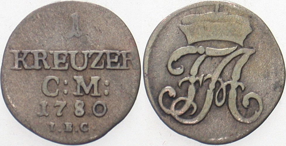 1 Kreuzer 1780 Buck 250 Kahnt 1152 Slg. Merseburger 4337 Fast sehr schön