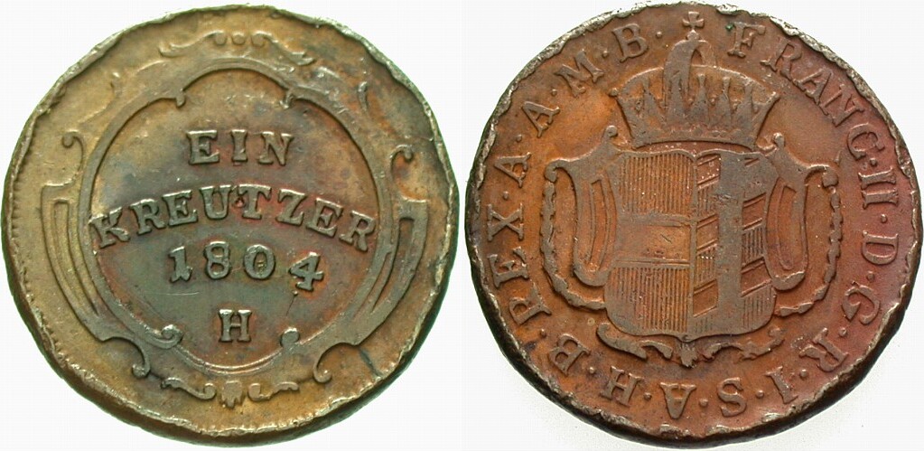 1 Kreuzer 1804 Jaeckel 159 Patina, sehr schön