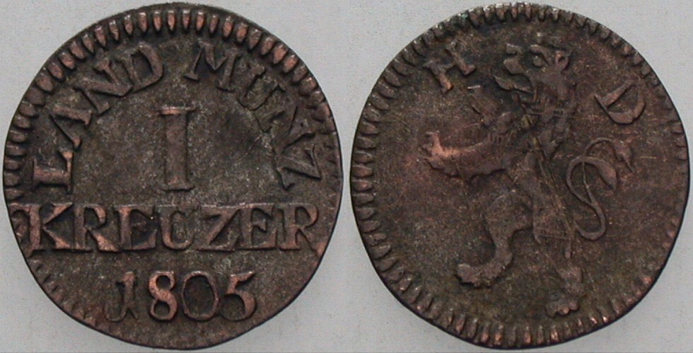 1 Kreuzer 1805 Schütz 3239 Sehr schön
