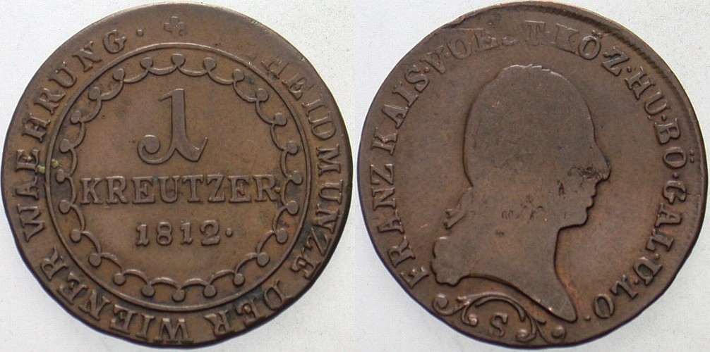 1 Kreuzer 1812 Sehr schön