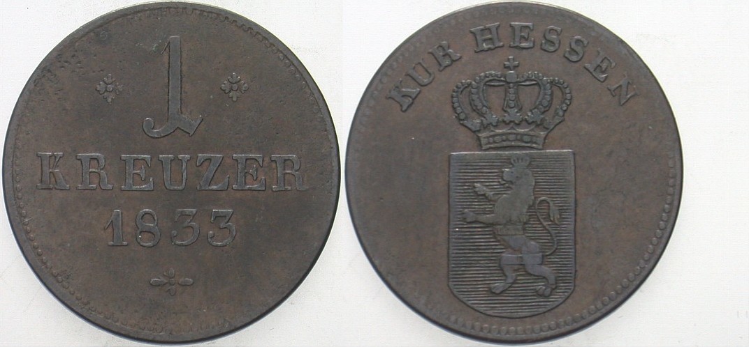 1 Kreuzer 1833 Jaeger 27 AKS 35 Sehr schön