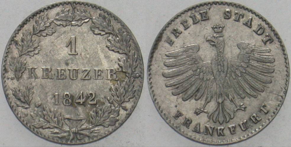 1 Kreuzer 1842 Jaeger 18 AKS 25 Patina, fast vorzüglich