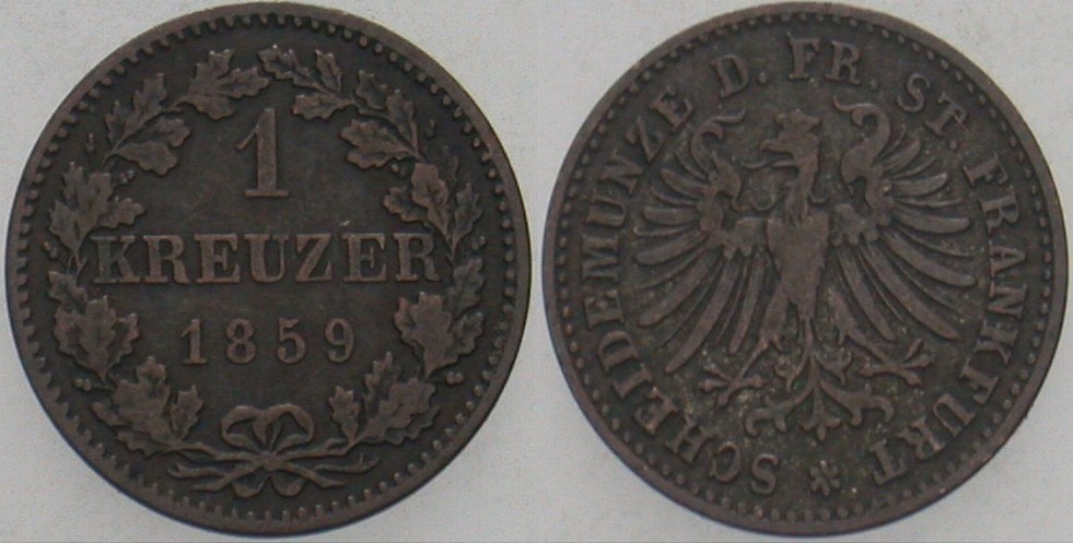 1 Kreuzer 1859 Jaeger 32 AKS 27 Sehr schön