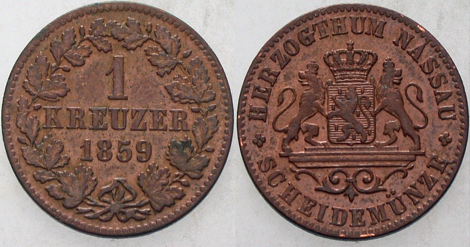 1 Kreuzer 1859 Jaeger 58 AKS 72 Sehr schön - vorzüglich