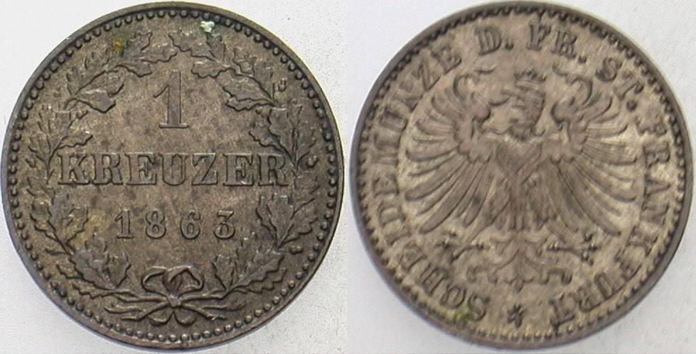 1 Kreuzer 1863 Jaeger 34 AKS 28 Patina, sehr schön - vorzüglich