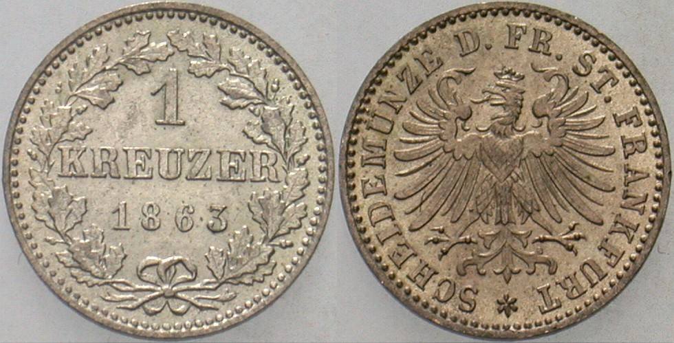 1 Kreuzer 1863 Jaeger 34 AKS 28 Patina, vorzüglich