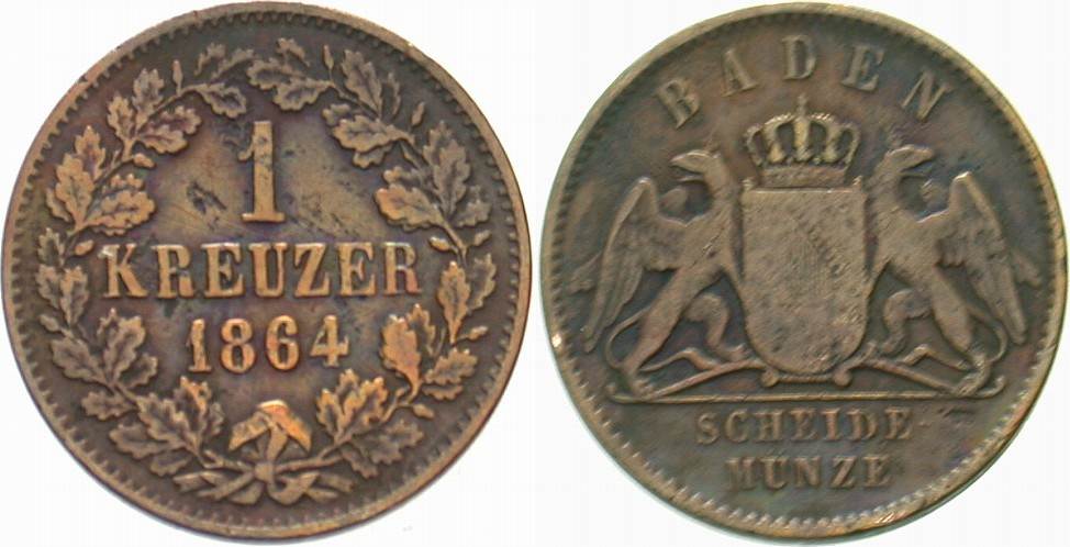 1 Kreuzer 1864 Jaeger 81 AKS 132 Kl. Randfehler, sehr schön
