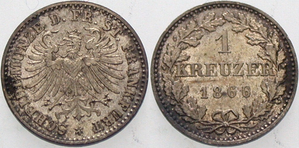 1 Kreuzer 1866 Jaeger 34 AKS 28 vorzüglich - Stempelglanz