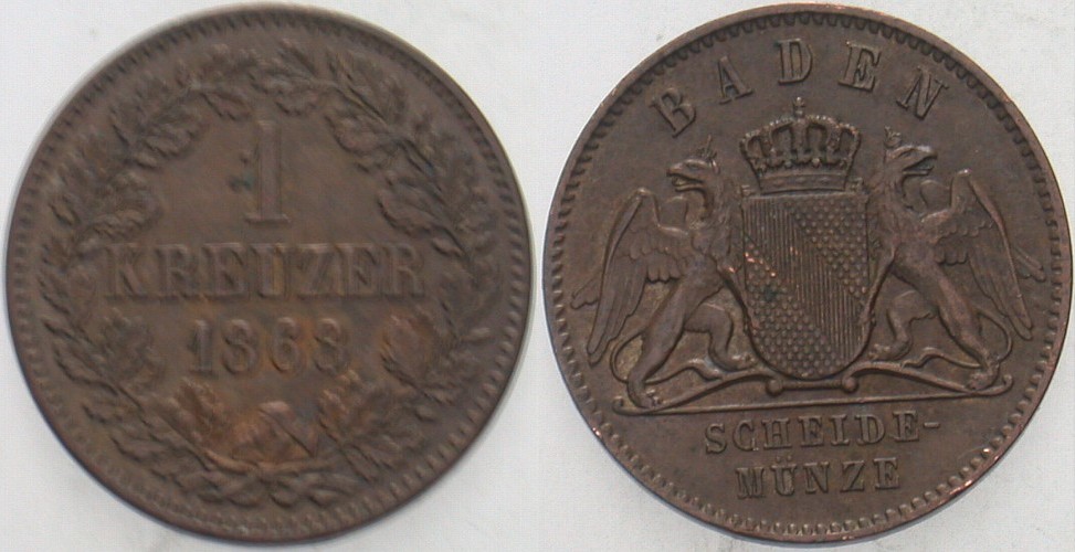 1 Kreuzer 1868 Jaeger 81 AKS 132 Fast vorzüglich