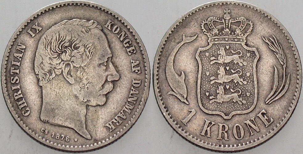 1 Krone 1876 KM. 797.1 Sehr schön