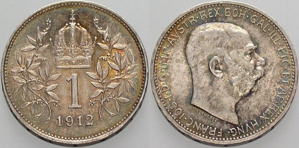 1 Krone 1912 Jl. 378 Patina, vorzüglich +