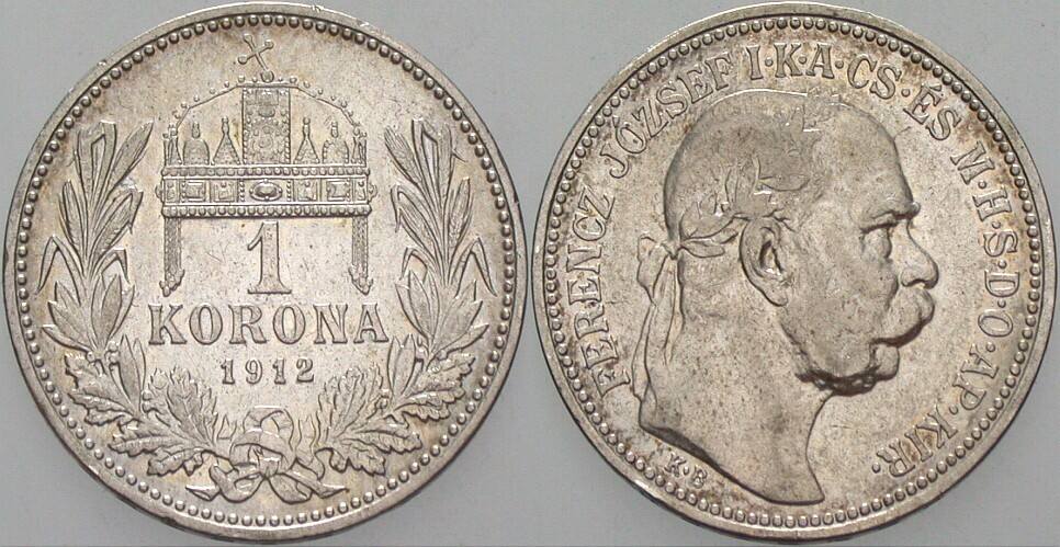 1 Krone 1912 KM 492 Sehr schön - vorzüglich