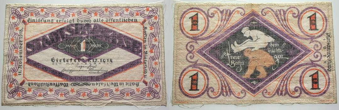 1 Mark 1.12.1918 Grabowski 7 Grasser/Pick 11 etwas ausgebleicht, kleiner Fleck, leicht gebraucht