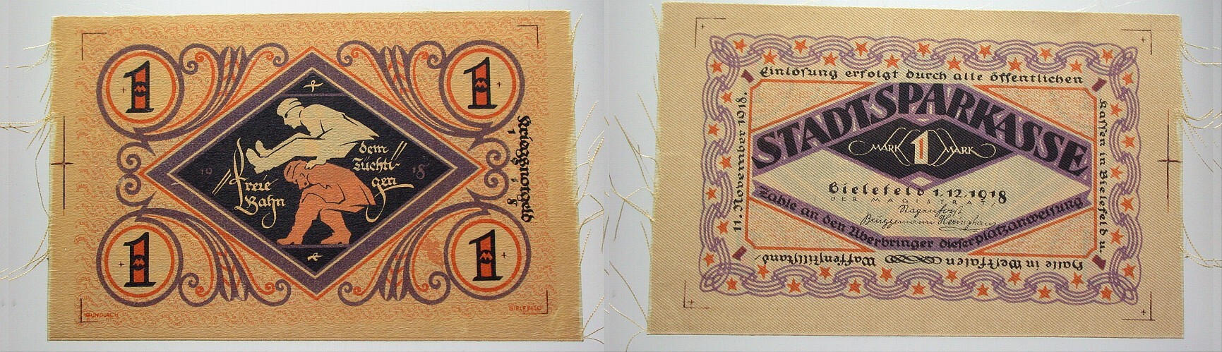 1 Mark 1.12.1918 Grabowski zu P 7 Fast kassenfrisch, leicht ausgefranst