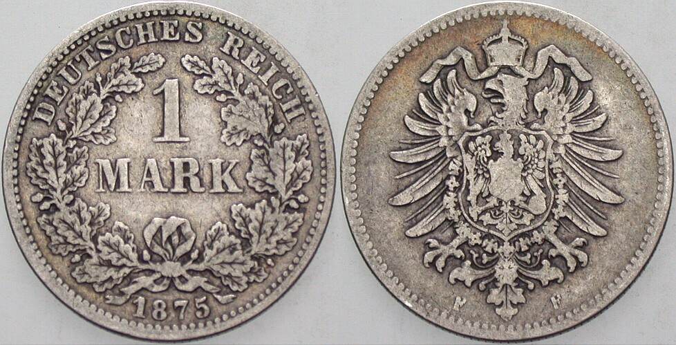 1 Mark 1875 J. 9 Schön - sehr schön