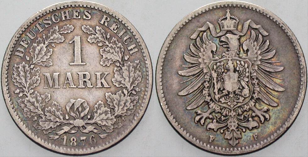 1 Mark 1876 J. 9 Schön - sehr schön