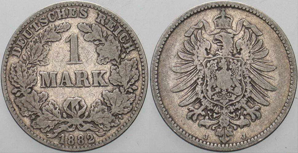 1 Mark 1882 J. 9 Schön - sehr schön