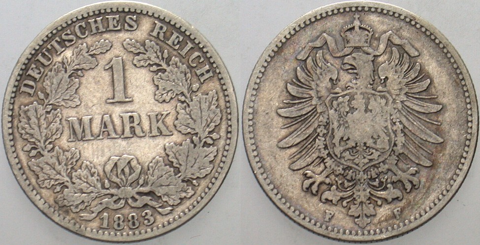 1 Mark 1883 J. 9 Schön - sehr schön