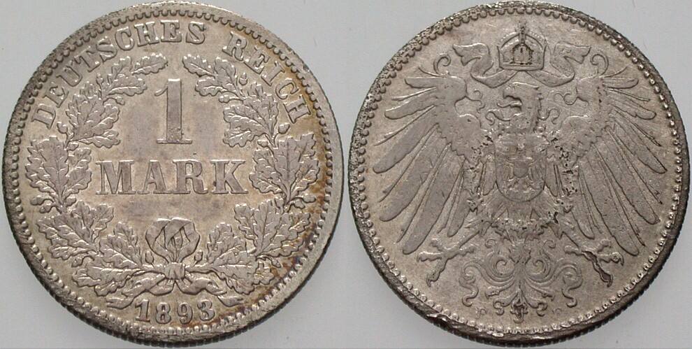 1 Mark 1893 J. 17 sehr schön