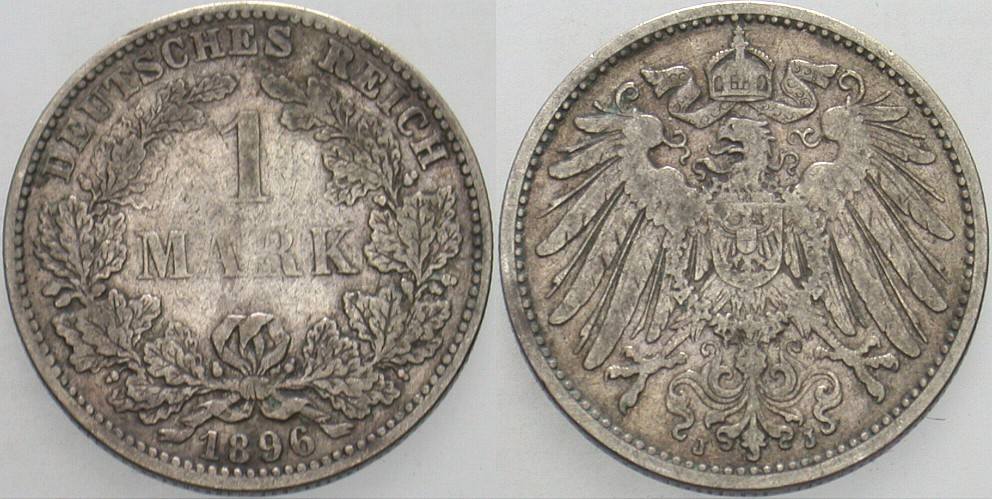 1 Mark 1896 J. 17 Fast sehr schön