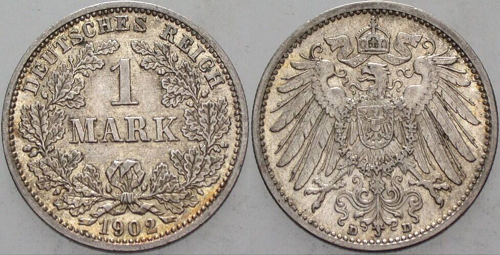 1 Mark 1902 J. 17 Fast vorzüglich